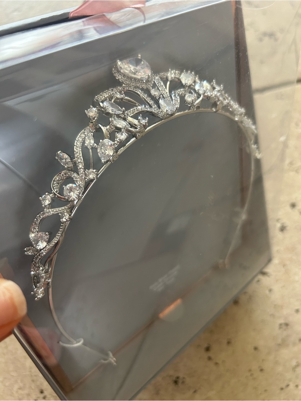 NWT Fine silver plated cubic zirconia hair tiara